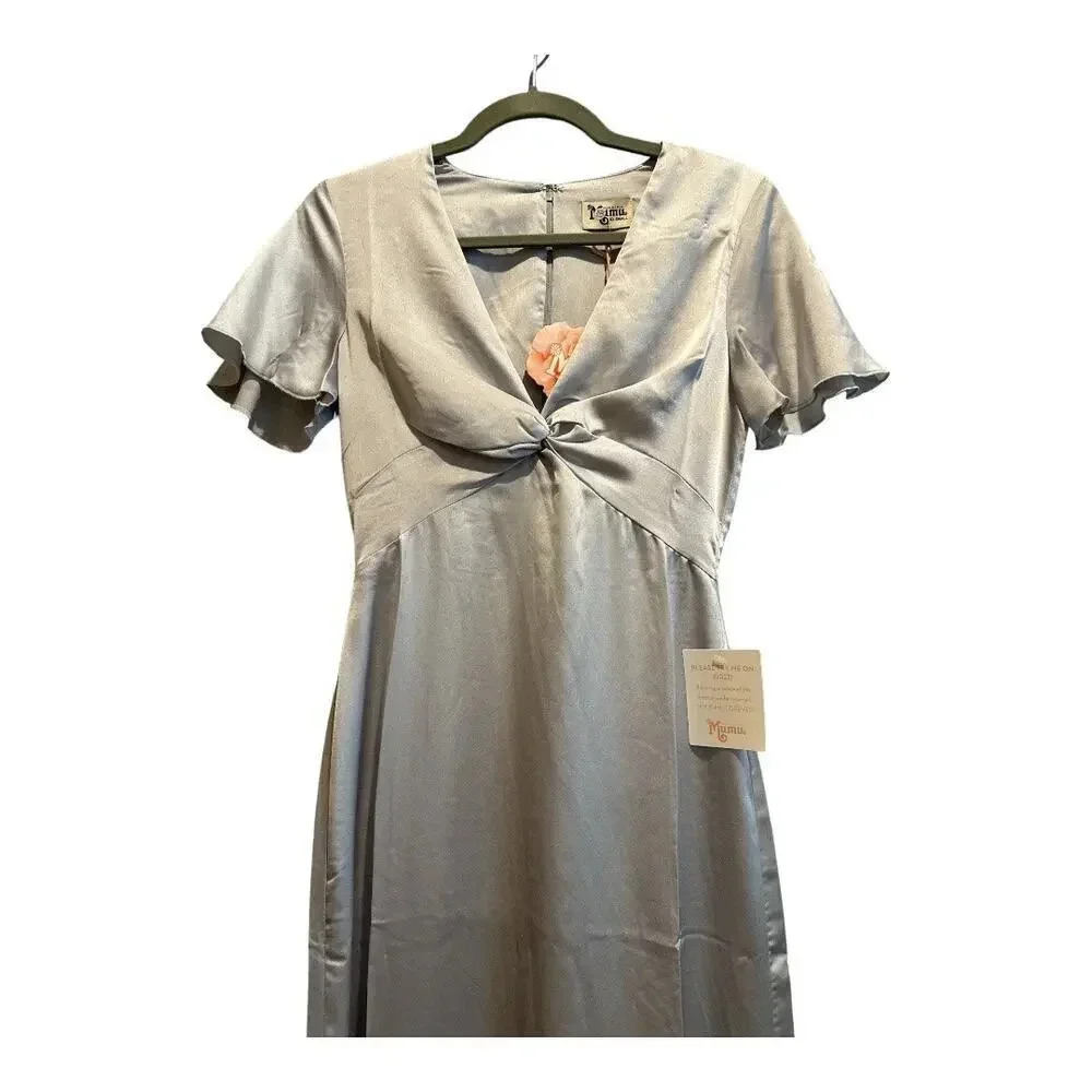 NWT Size XXS Roman Twist Gown In Silver Luxe‎ - Picture 2 of 9